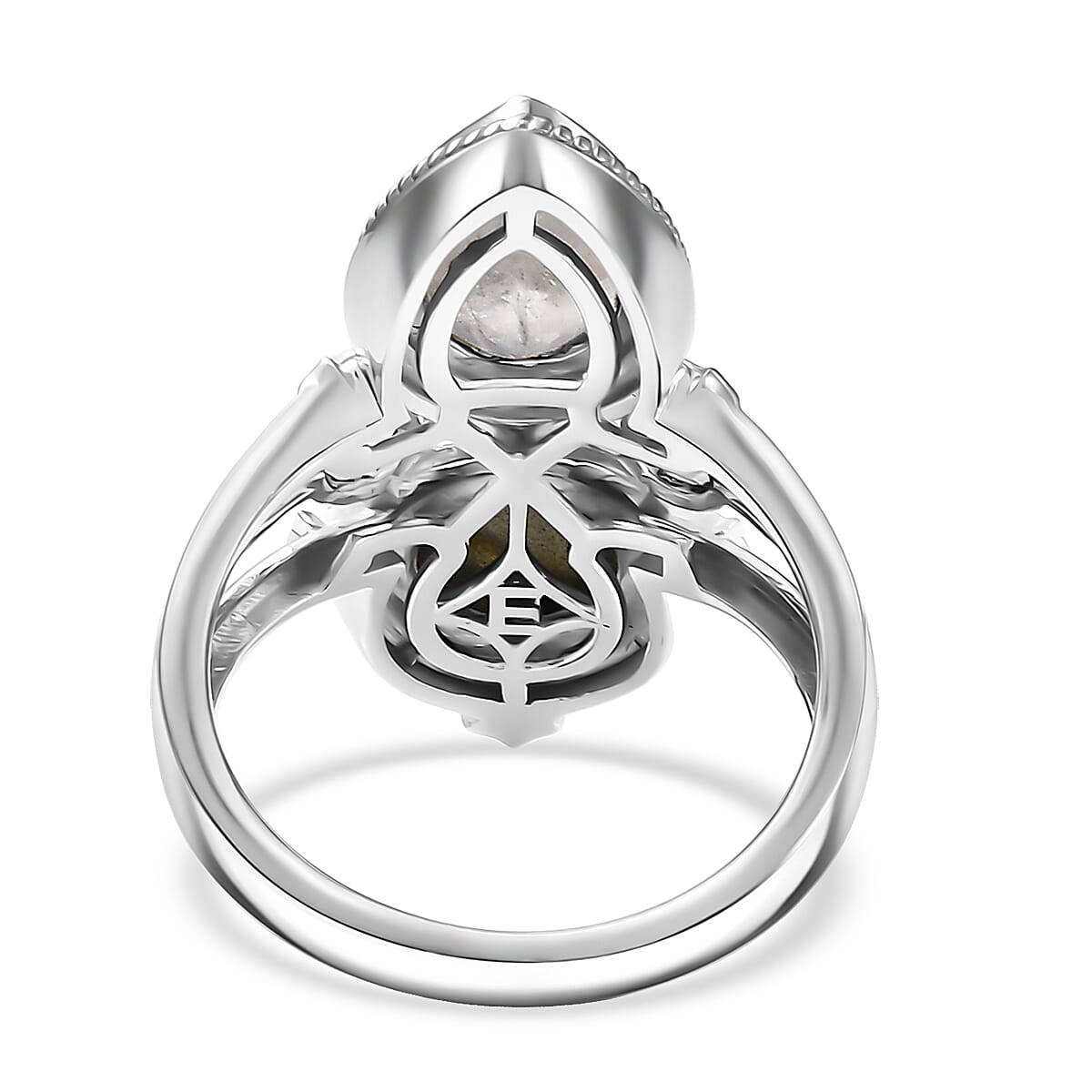 EverTrue AAA Malagasy Labradorite and Rainbow Moonstone 4.40 ctw Ring in Platinum Bond (Size 10.0) image number 4