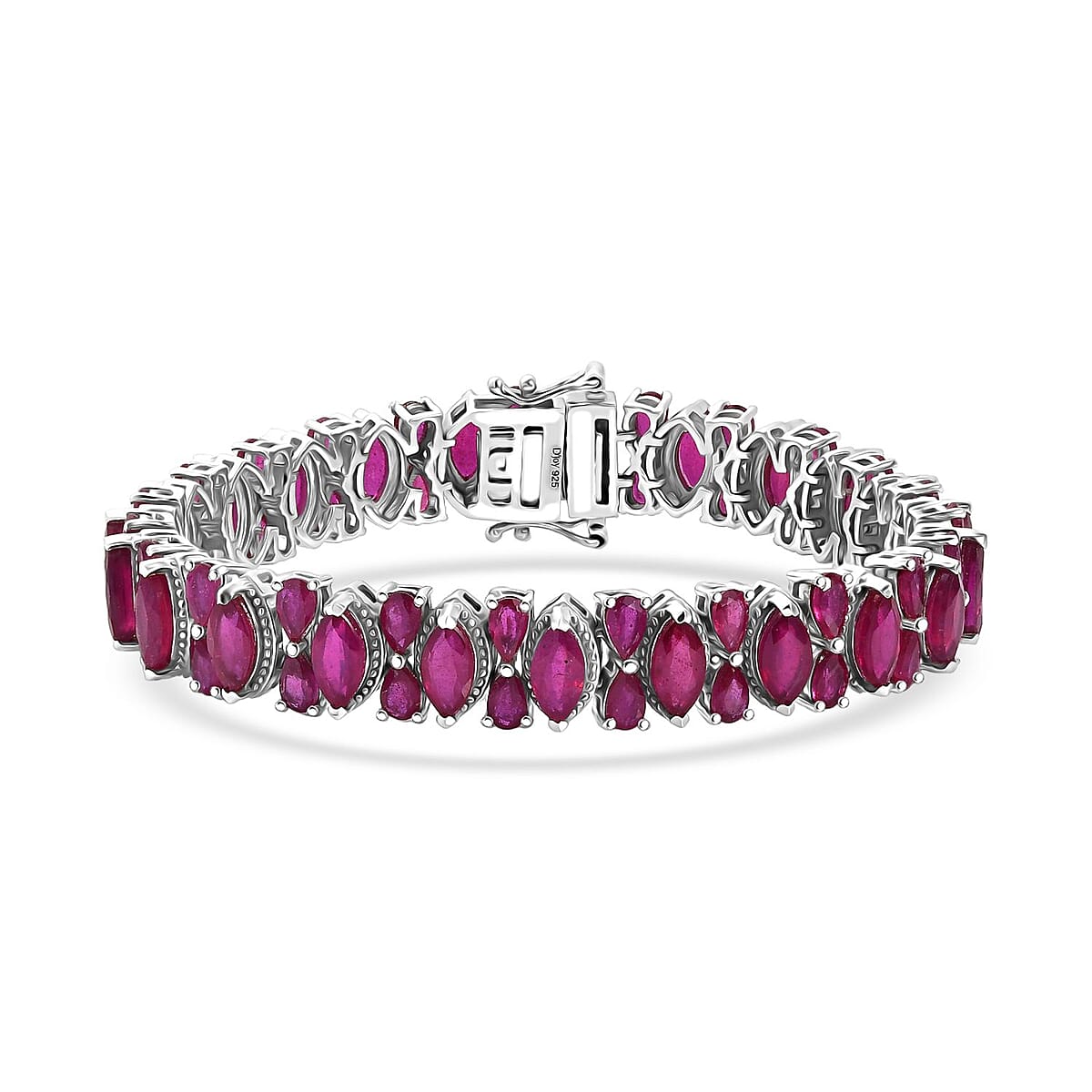 D'Joy Niassa Ruby (FF) 33.50 ctw Royal Lineage Bracelet in Rhodium Over Sterling Silver (7.25 In) image number 0