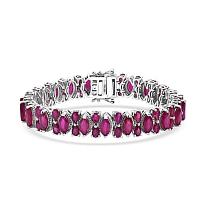 D'Joy Niassa Ruby (FF) 33.50 ctw Royal Lineage Bracelet in Rhodium Over Sterling Silver (7.25 In)