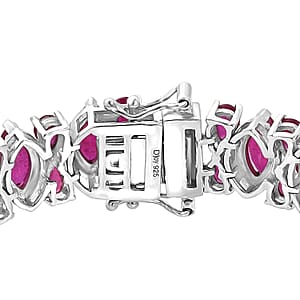 D'Joy Niassa Ruby (FF) 33.50 ctw Royal Lineage Bracelet in Rhodium Over Sterling Silver (7.25 In)