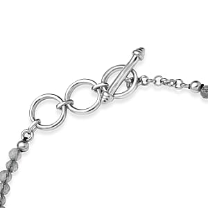 EverTrue Malagasy Labradorite and Peridot 36.90 ctw Bracelet in Platinum Bond (7.25 In)