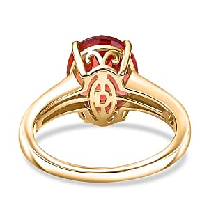 D'Joy Lab Created Padparadscha Sapphire 5.30 ctw Ring in Vermeil Yellow Gold Over Sterling Silver (Size 9)