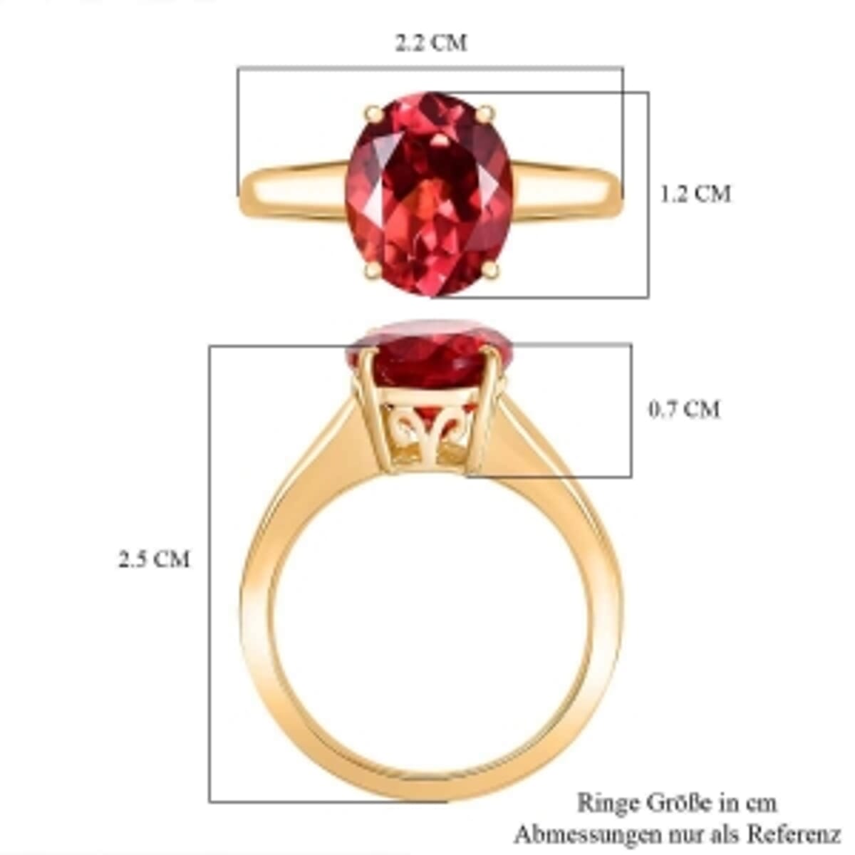 D'Joy Lab Created Padparadscha Sapphire 5.30 ctw Ring in Vermeil Yellow Gold Over Sterling Silver (Size 9) image number 6