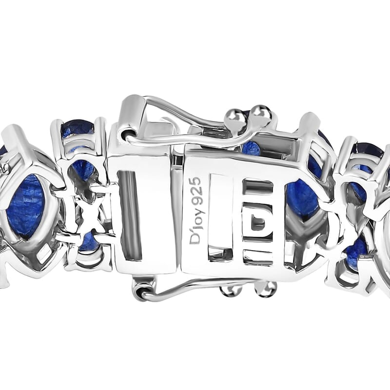 D'Joy Masoala Sapphire (D) 35.75 ctw Floral Vines Bracelet in Rhodium Over Sterling Silver (7.25 In)