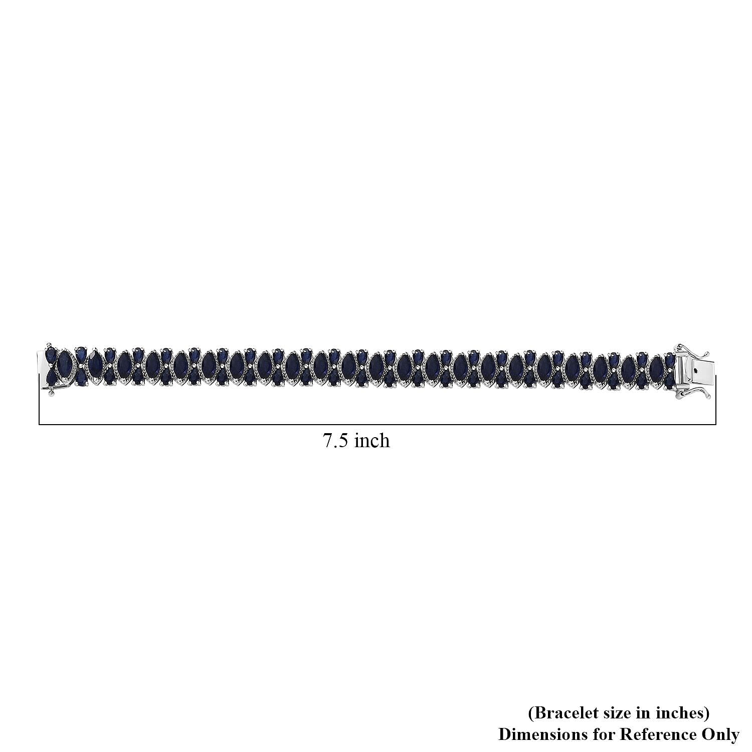 D'Joy Masoala Sapphire (D) 35.75 ctw Floral Vines Bracelet in Rhodium Over Sterling Silver (7.25 In)