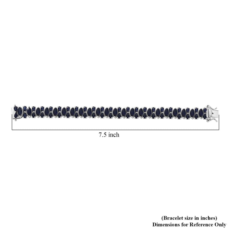 D'Joy Masoala Sapphire (D) 35.75 ctw Floral Vines Bracelet in Rhodium Over Sterling Silver (7.25 In)