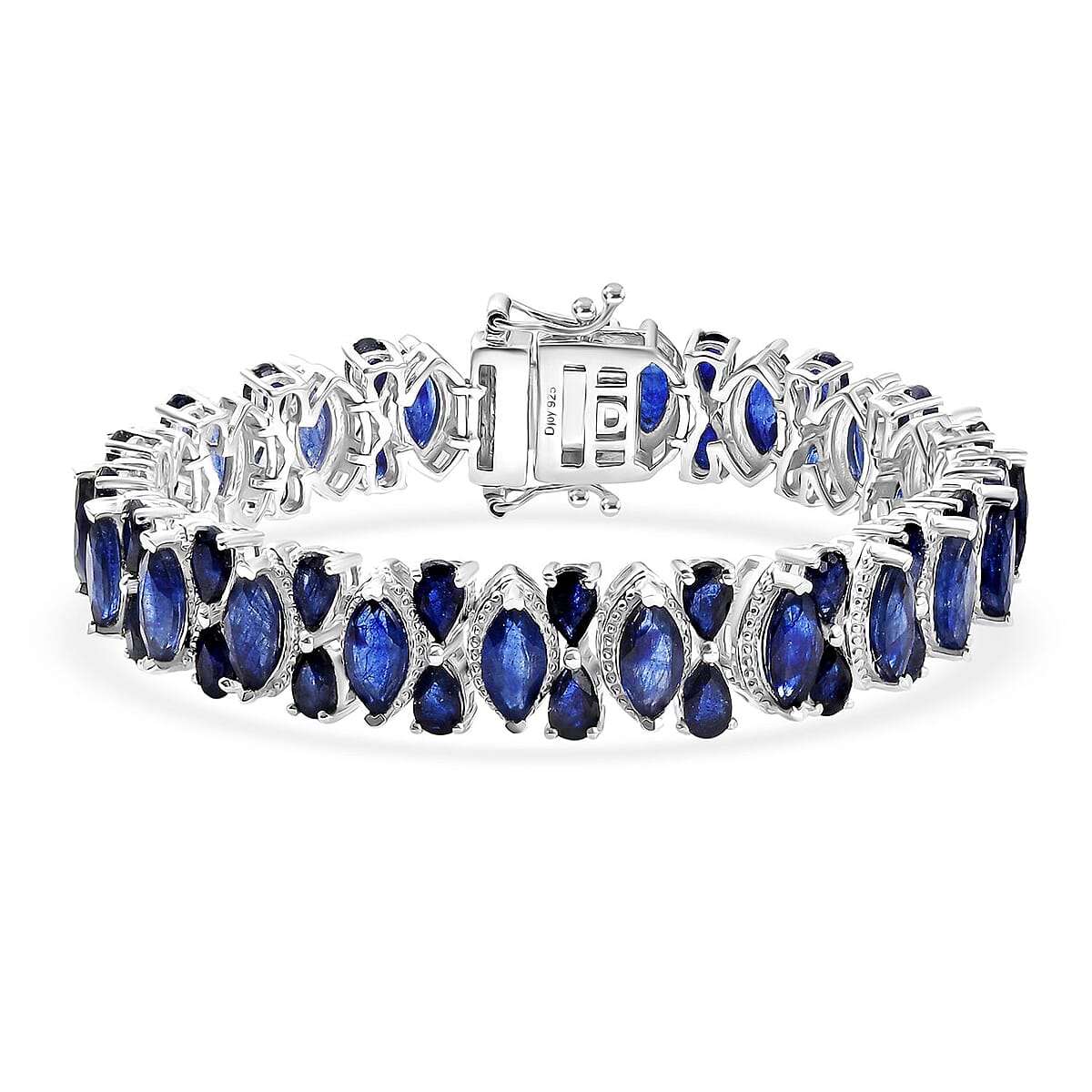 D'Joy Masoala Sapphire (D) 33.50 ctw Floral Vines Bracelet in Rhodium Over Sterling Silver (6.50 In) image number 0