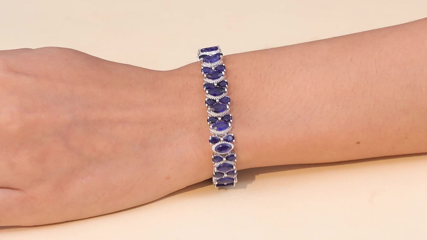 D'Joy Niassa Ruby (FF) Bracelet in Rhodium Over Sterling Silver (7.25 In) 33.50 ctw
