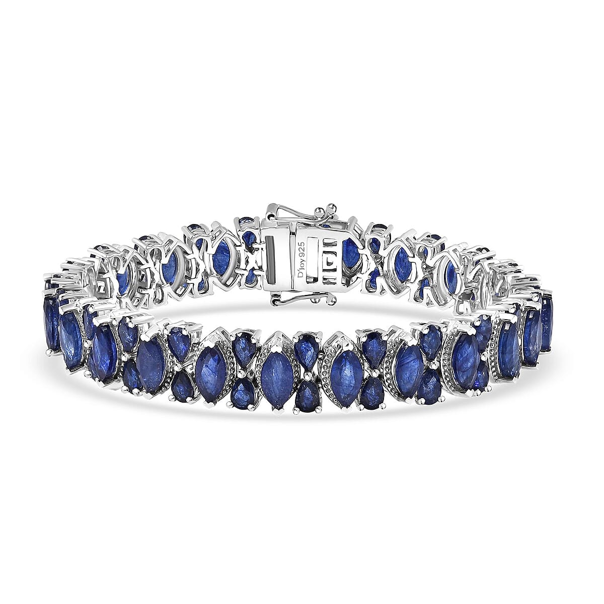 D'Joy Masoala Sapphire (D) 37.25 ctw Floral Vines Bracelet in Rhodium Over Sterling Silver (8.00 In) image number 0