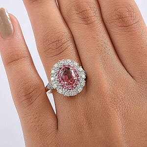 Luxoro AAAA Rubellite, Natural Diamond Ring in 14K Yellow Gold 2.65 ctw (Size 5.0)