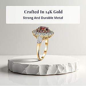 Luxoro AAAA Rubellite, Natural Diamond Ring in 14K Yellow Gold 2.65 ctw (Size 6.5)
