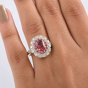 Luxoro AAAA Rubellite, Natural Diamond Ring in 14K Yellow Gold 2.65 ctw (Size 7.5)