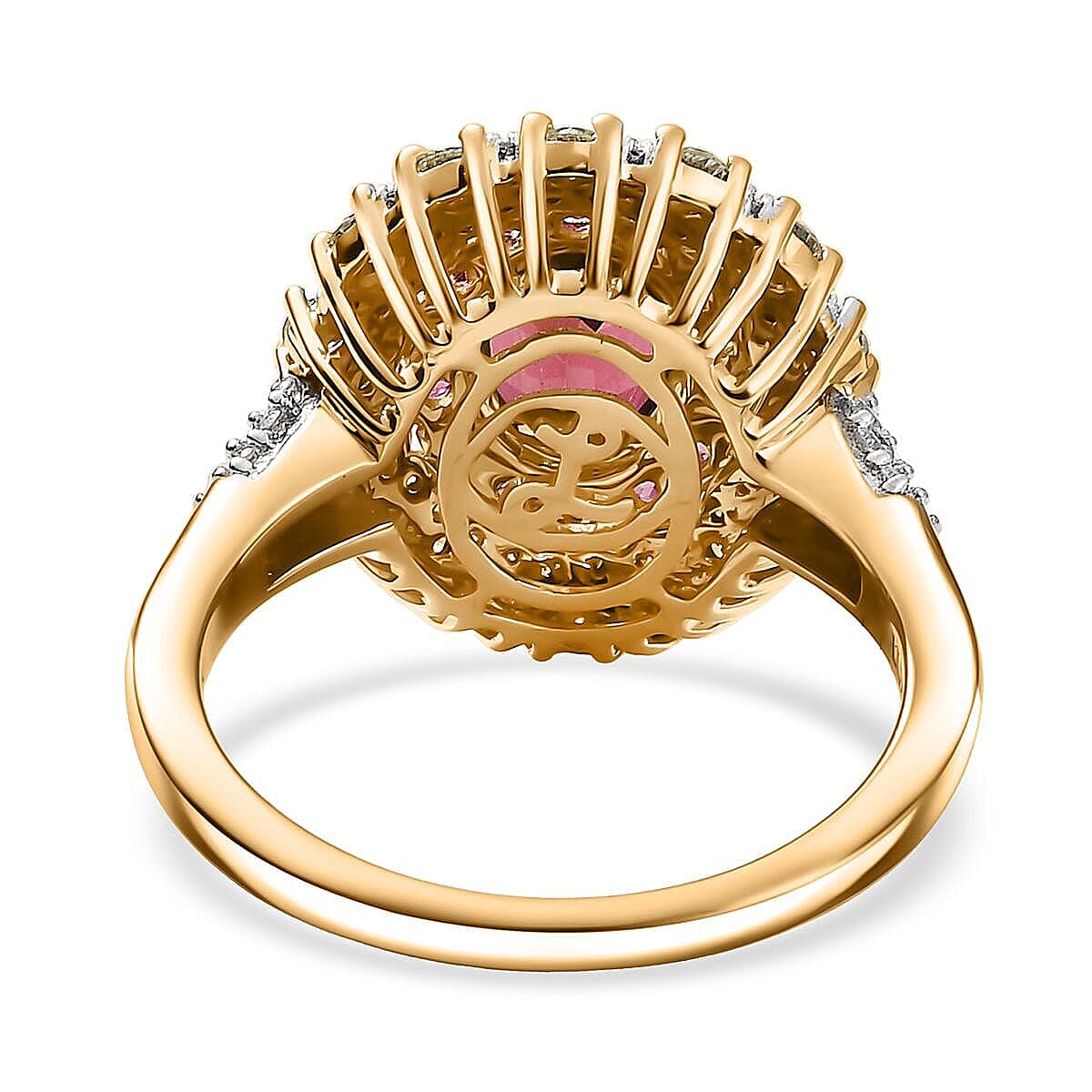 Luxoro AAAA Rubellite, Natural Diamond Ring in 14K Yellow Gold 2.65 ctw (Size 7.5) image number 4