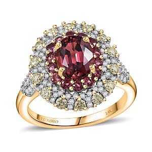 Luxoro AAAA Rubellite, Natural Diamond Ring in 14K Yellow Gold 2.65 ctw (Size 9.0)