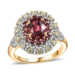 Luxoro AAAA Rubellite, Natural Diamond Ring in 14K Yellow Gold 2.65 ctw (Size 9.5)