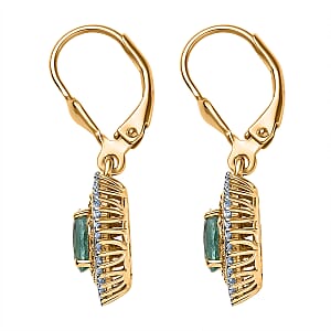D'Joy Premium Kagem Zambian Emerald and Multi Gemstone 1.35 ctw Earrings in 18K Vermeil Yellow Gold Over Sterling Silver