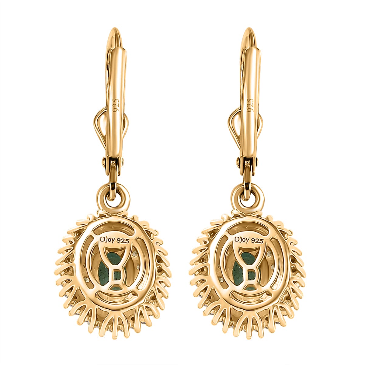 D'Joy Premium Kagem Zambian Emerald and Multi Gemstone 1.35 ctw Earrings in 18K Vermeil Yellow Gold Over Sterling Silver image number 4