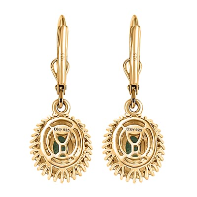 D'Joy Premium Kagem Zambian Emerald and Multi Gemstone 1.35 ctw Earrings in 18K Vermeil Yellow Gold Over Sterling Silver
