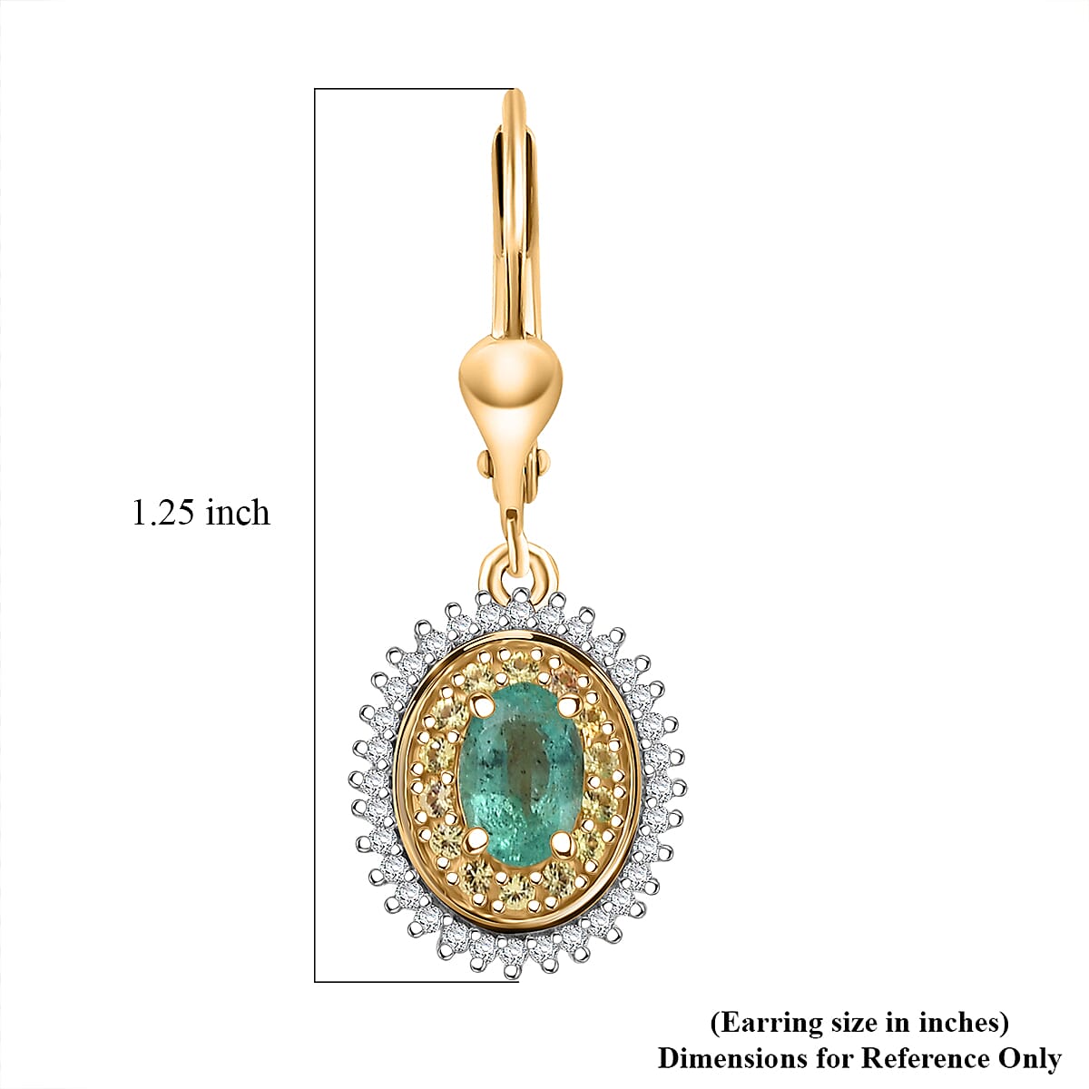 D'Joy Premium Kagem Zambian Emerald and Multi Gemstone 1.35 ctw Earrings in 18K Vermeil Yellow Gold Over Sterling Silver image number 5