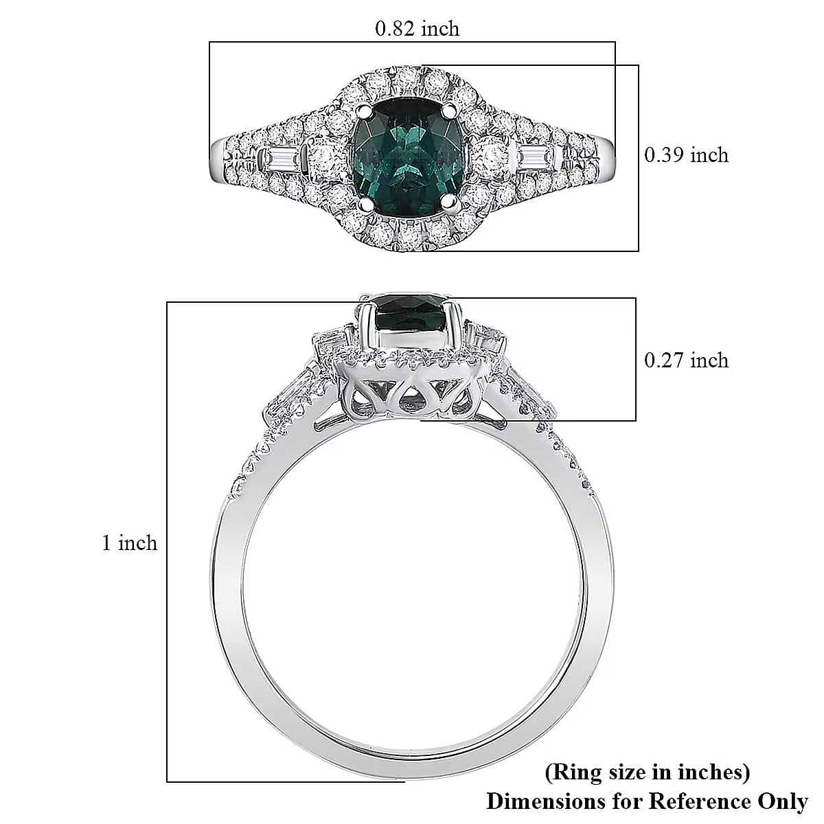 Certified & Appraised Luxoro 10K White Gold AAA Lagoon Tourmaline, Diamond (G-H,I2) (0.44 cts) Ring (Size 11.5) 1.33 ctw image number 5