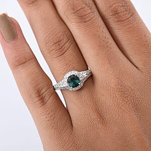 Certified & Appraised Luxoro 10K White Gold AAA Lagoon Tourmaline, Diamond (G-H,I2) (0.44 cts) Ring (Size 5.0) 1.33 ctw