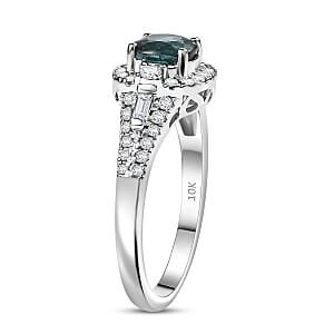 Certified & Appraised Luxoro AAA Pirineu Lagoon Tourmaline and I2 Diamond 1.33 ctw Ring in 10K White Gold (Size 6.0)