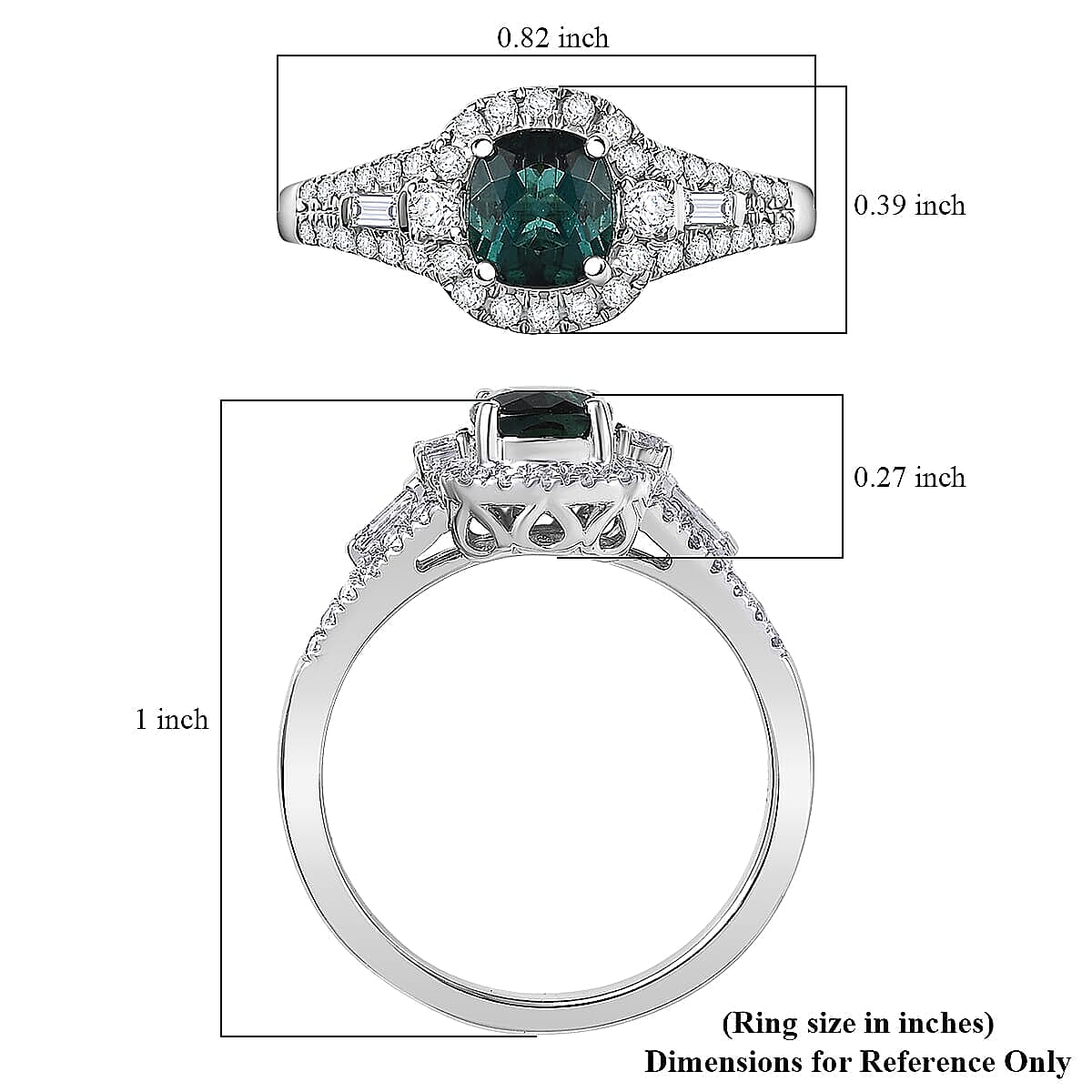 Certified & Appraised Luxoro 10K White Gold AAA Lagoon Tourmaline, Diamond (G-H,I2) (0.44 cts) Ring (Size 6.5) 1.33 ctw image number 5