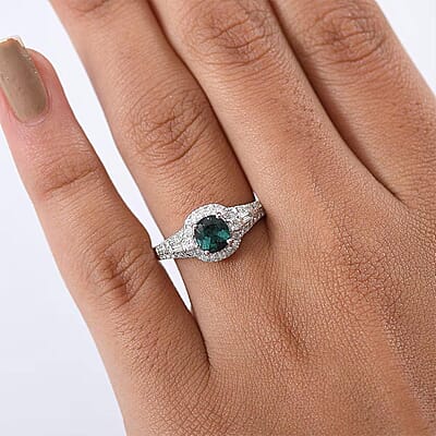 Certified & Appraised Luxoro AAA Pirineu Lagoon Tourmaline and I2 Diamond 1.33 ctw Ring in 10K White Gold (Size 7.0)