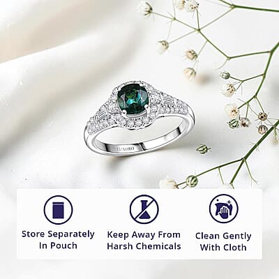Certified & Appraised Luxoro AAA Pirineu Lagoon Tourmaline and I2 Diamond 1.33 ctw Ring in 10K White Gold (Size 7.0)