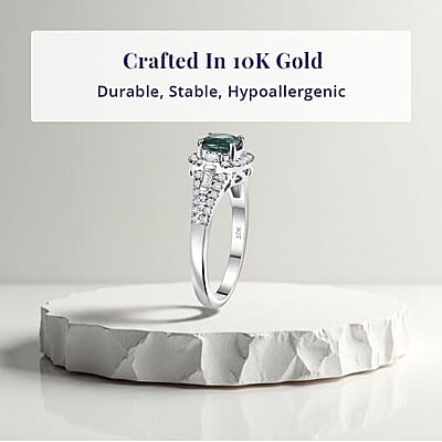 Certified & Appraised Luxoro AAA Pirineu Lagoon Tourmaline and I2 Diamond 1.33 ctw Ring in 10K White Gold (Size 8.0)