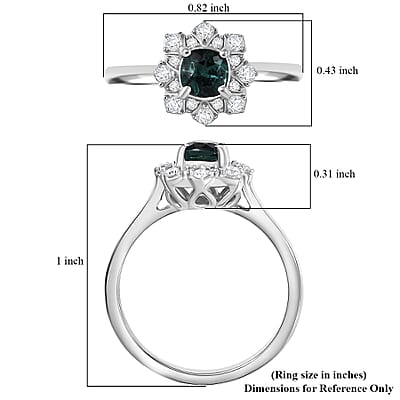 D'Joy Lagoon Tourmaline and Moissanite 0.75 ctw Ring in Rhodium Over Sterling Silver (Size 10.0)