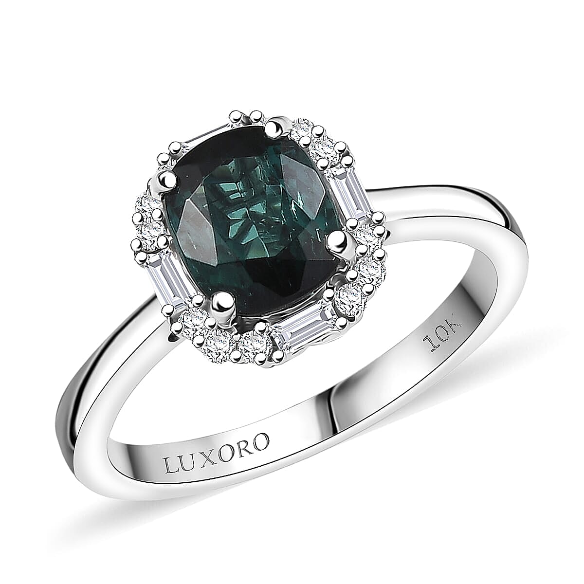 Certified & Appraised Luxoro AAA Pirineu Lagoon Tourmaline and Diamond I2 1.90 ctw Ring in 10K White Gold (Size 5.0)