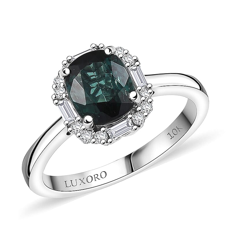 Certified & Appraised Luxoro AAA Pirineu Lagoon Tourmaline and Diamond I2 1.90 ctw Ring in 10K White Gold (Size 5.0)