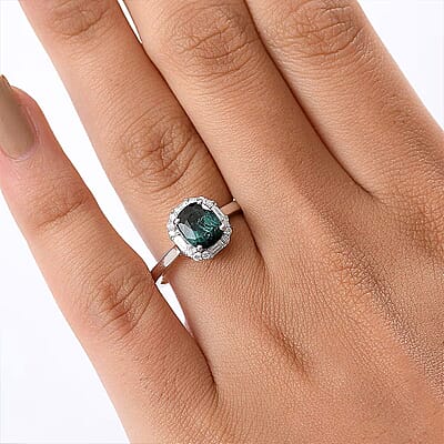 Certified & Appraised Luxoro AAA Pirineu Lagoon Tourmaline and Diamond I2 1.90 ctw Ring in 10K White Gold (Size 5.0)