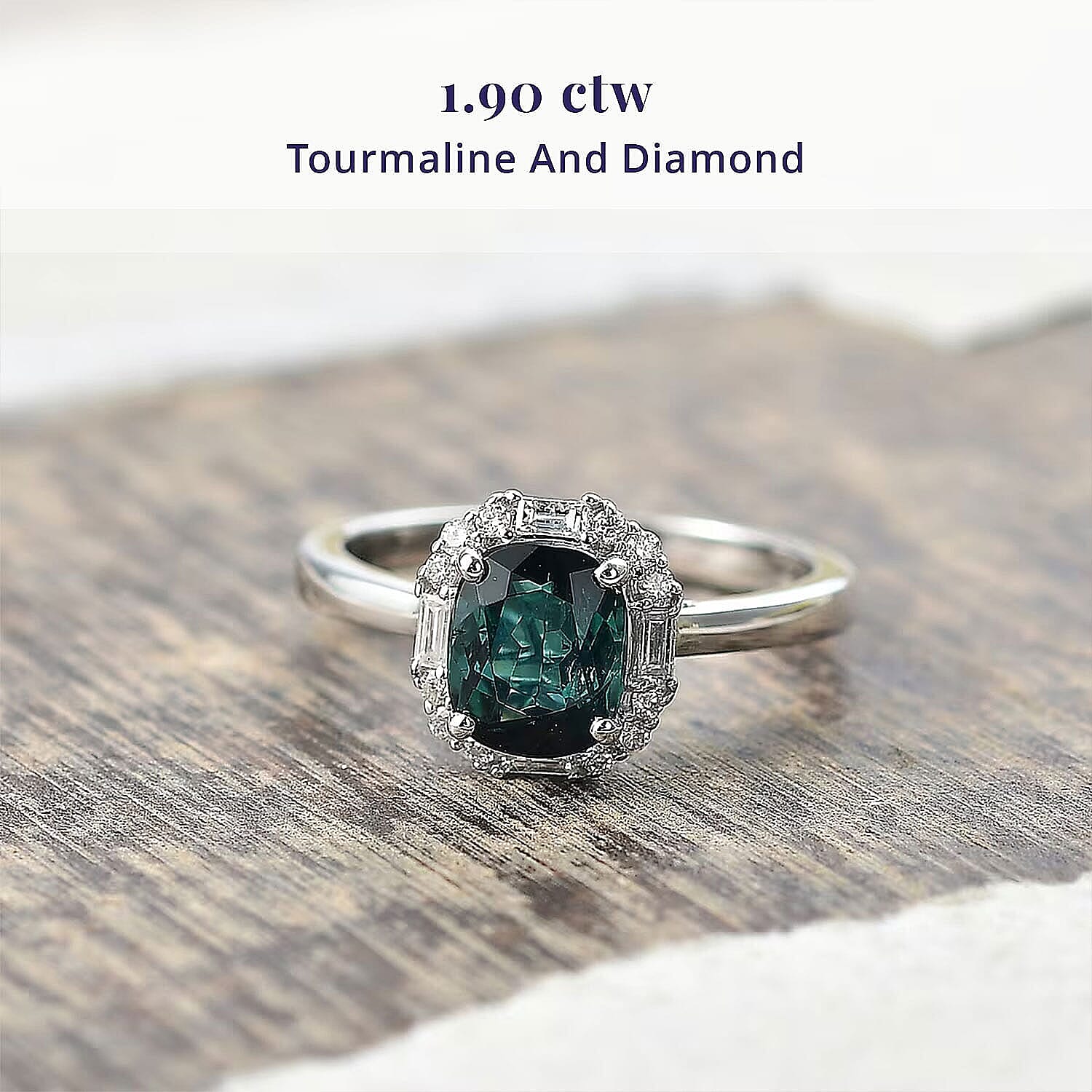 Certified & Appraised Luxoro AAA Pirineu Lagoon Tourmaline and Diamond I2 1.90 ctw Ring in 10K White Gold (Size 5.0)