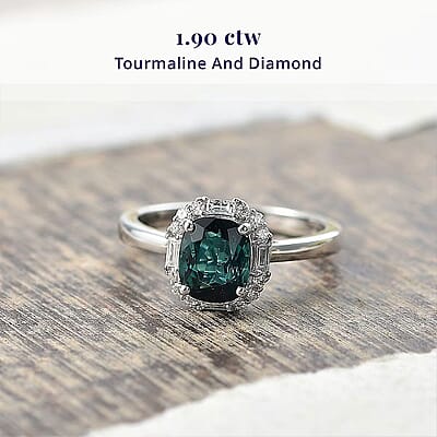 Certified & Appraised Luxoro AAA Pirineu Lagoon Tourmaline and Diamond I2 1.90 ctw Ring in 10K White Gold (Size 5.0)