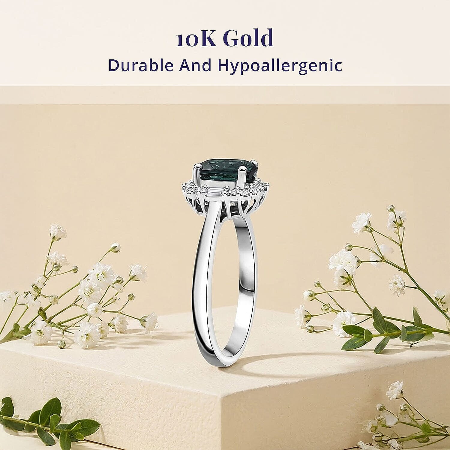 Certified & Appraised Luxoro AAA Pirineu Lagoon Tourmaline and Diamond I2 1.90 ctw Ring in 10K White Gold (Size 5.0)