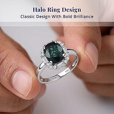Certified & Appraised Luxoro AAA Pirineu Lagoon Tourmaline and Diamond I2 1.90 ctw Ring in 10K White Gold (Size 5.0)