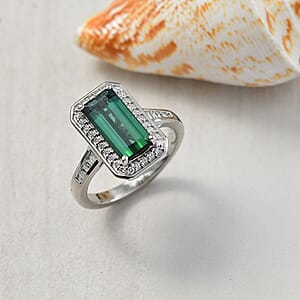 Certified & Appraised Rhapsody AAAA Pirineu Lagoon Tourmaline and E-F VS Diamond 2.86 ctw Ring in 950 Platinum (Size 7.0) 7.48 Grams