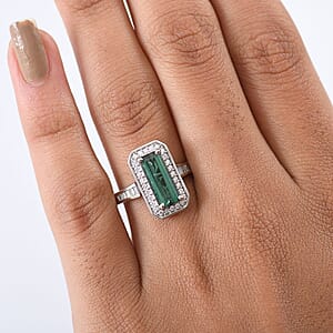 Certified & Appraised Rhapsody AAAA Pirineu Lagoon Tourmaline and E-F VS Diamond 2.86 ctw Ring in 950 Platinum (Size 7.0) 7.48 Grams