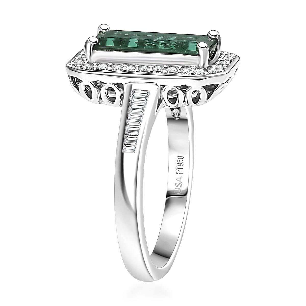Certified & Appraised Rhapsody AAAA Pirineu Lagoon Tourmaline and E-F VS Diamond 2.86 ctw Ring in 950 Platinum (Size 7.0) 7.48 Grams image number 3