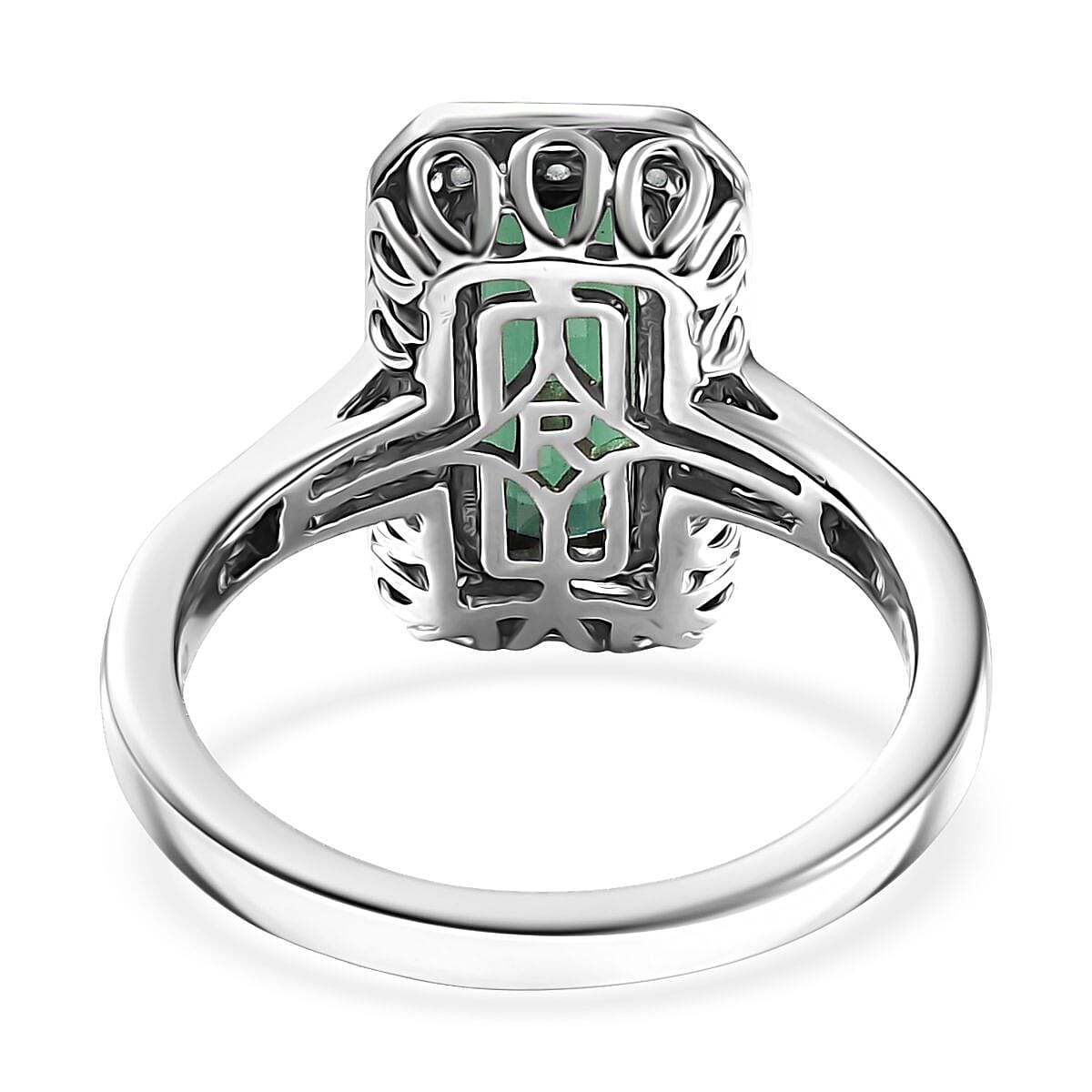 Certified & Appraised Rhapsody AAAA Pirineu Lagoon Tourmaline and E-F VS Diamond 2.86 ctw Ring in 950 Platinum (Size 7.0) 7.48 Grams image number 4