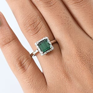 Certified & Appraised Rhapsody AAAA Pirineu Lagoon Tourmaline and E-F VS Diamond 2.37 ctw Ring in 950 Platinum (Size 7.0)