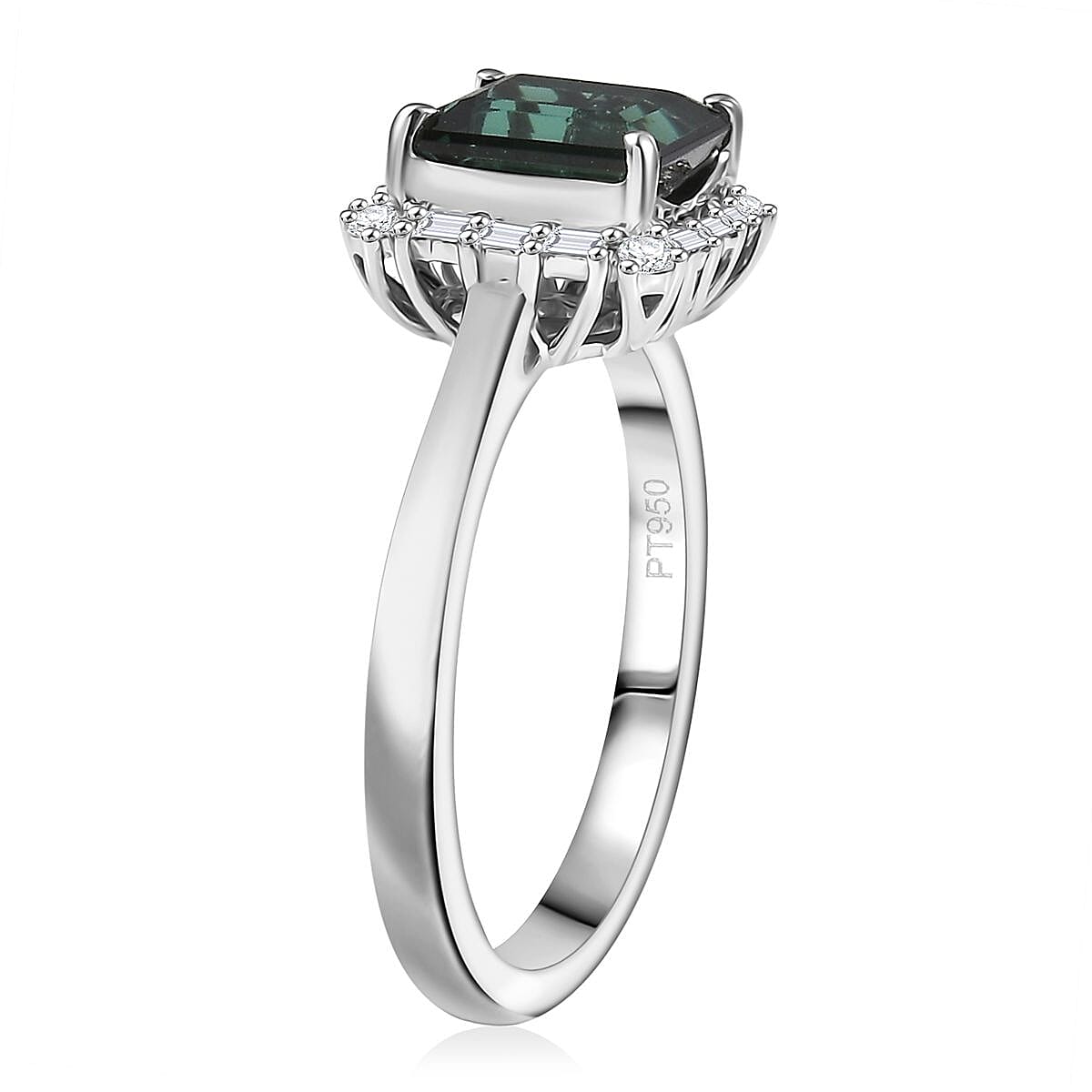 Certified & Appraised Rhapsody AAAA Pirineu Lagoon Tourmaline and E-F VS Diamond 2.37 ctw Ring in 950 Platinum (Size 7.0) image number 3