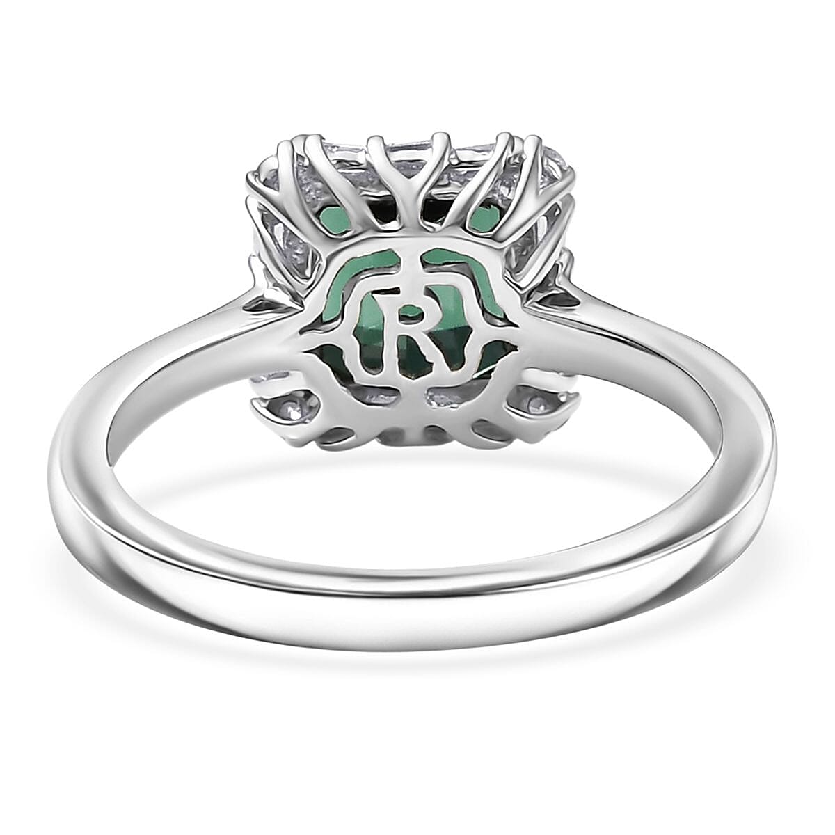 Certified & Appraised Rhapsody AAAA Pirineu Lagoon Tourmaline and E-F VS Diamond 2.37 ctw Ring in 950 Platinum (Size 7.0) image number 4