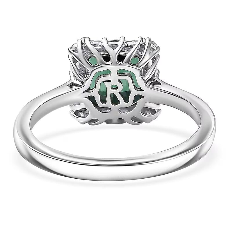 Certified & Appraised Rhapsody AAAA Pirineu Lagoon Tourmaline and E-F VS Diamond 2.37 ctw Ring in 950 Platinum (Size 7.0)