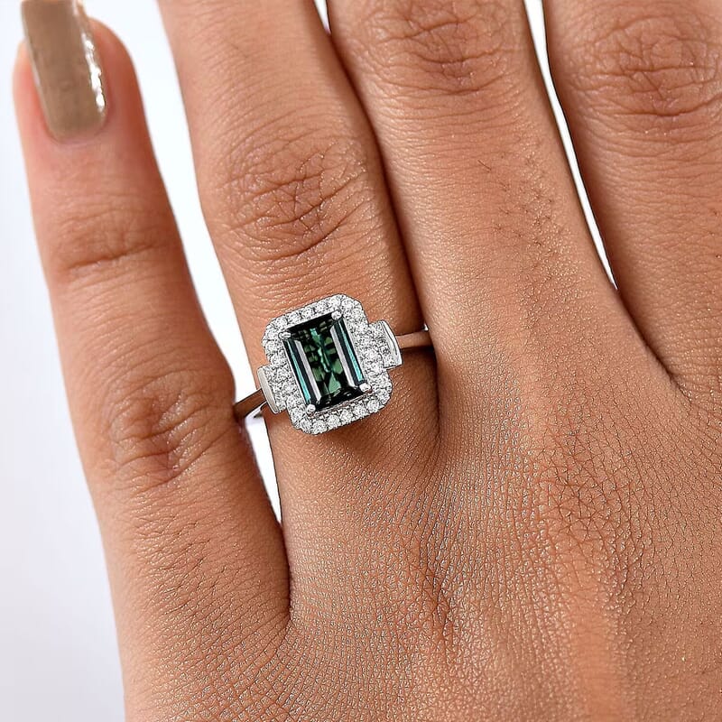 Certified & Appraised Rhapsody AAAA Lagoon Tourmaline and E-F VS Diamond 1.81 ctw Ring in 950 Platinum (Size  6.0)  5.45 Grams