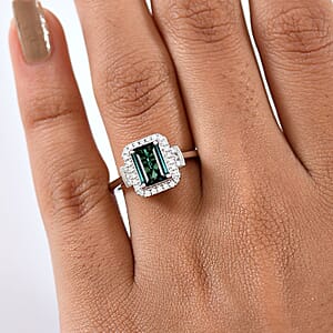 Certified & Appraised Rhapsody AAAA Lagoon Tourmaline and E-F VS Diamond 1.81 ctw Ring in 950 Platinum (Size 7.0) 5.45 Grams