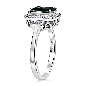 Certified & Appraised Rhapsody AAAA Lagoon Tourmaline and E-F VS Diamond 1.81 ctw Ring in 950 Platinum (Size 7.0) 5.45 Grams