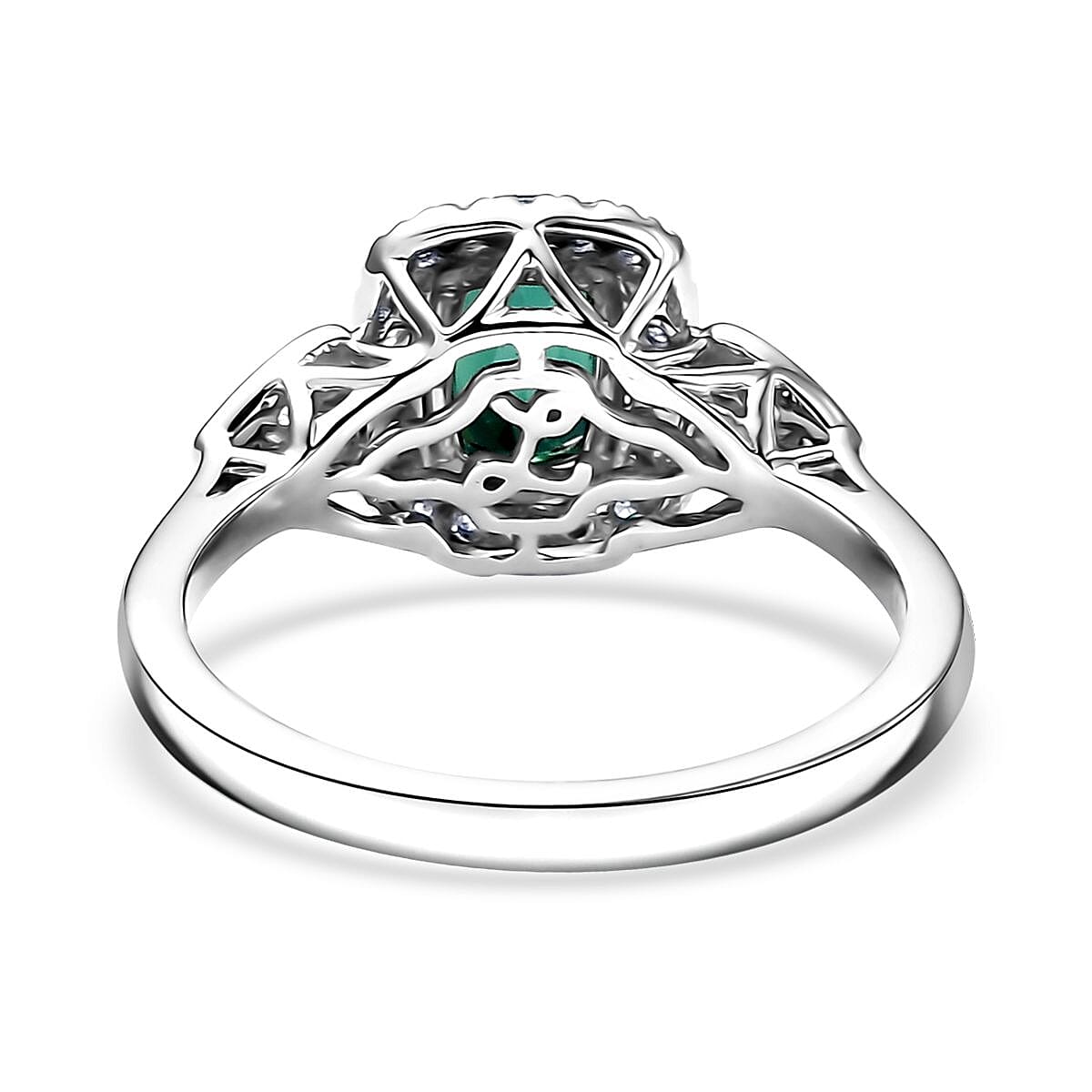 Certified and Appraised Luxoro AAA Pirineu Lagoon Tourmaline, Paraiba Tourmaline and I2 Diamond 1.11 ctw Ring in 10K White Gold (Size 10.0) image number 4